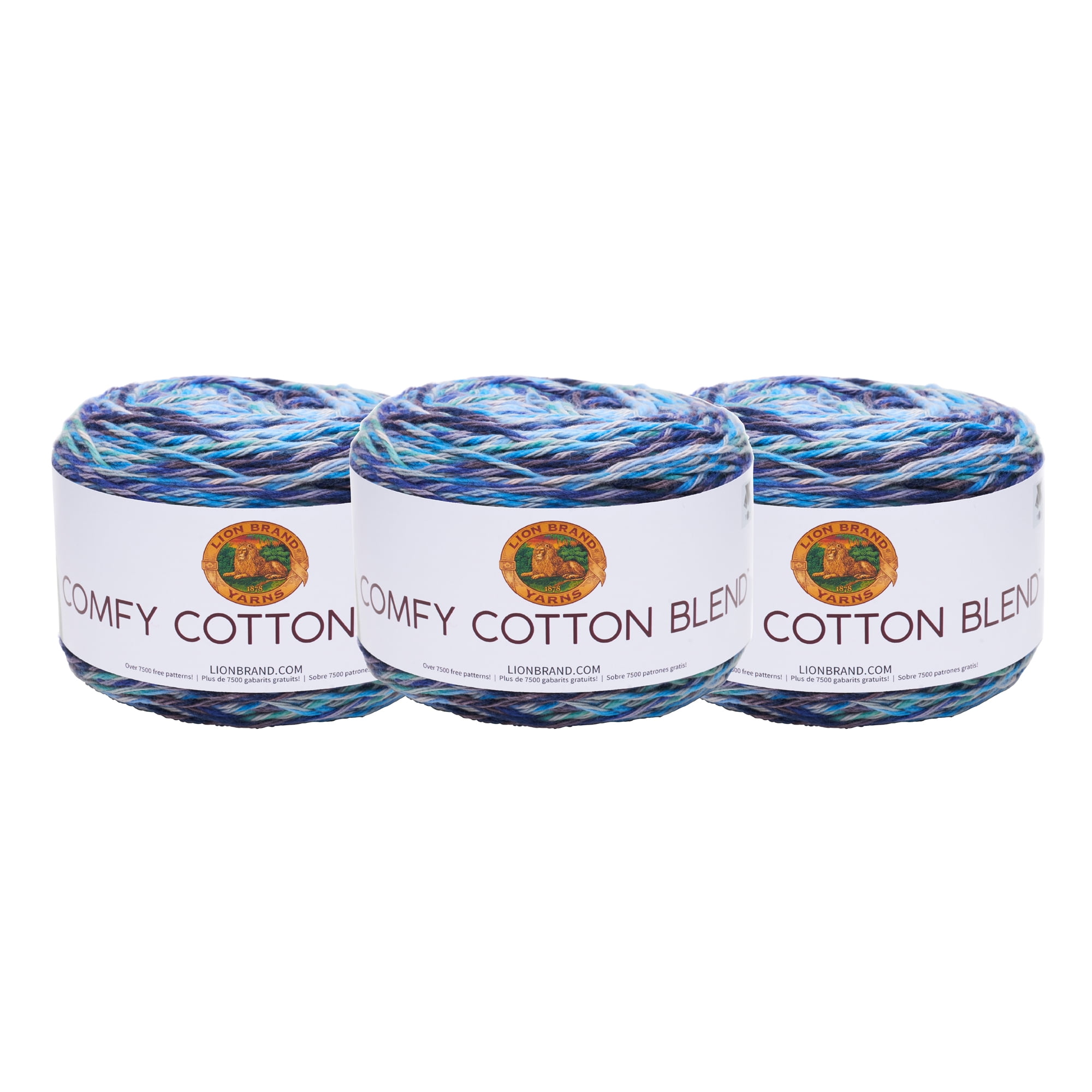 Lion Brand Yarn Comfy Cotton Blend Ocean Breeze Varigated ...