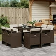 thumbnail image 1 of vidaXL 9 Piece Garden Dining Set with Cushions Brown Poly Rattan, 1 of 5