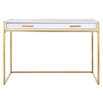 SAFAVIEH Elodie Scandinavian Writing Desk, White/Gold