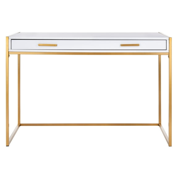 SAFAVIEH Elodie Scandinavian Writing Desk, White/Gold