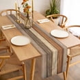 thumbnail image 3 of Table Runner 72 Inches Long for Kitchen Dining, Farmhouse Beige Brown Dresser Scarf Farmhouse, Dining Table Decorations for Wedding/Parties, Vintage Wooden Striped 18 x 72 In, 3 of 8