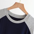 thumbnail image 3 of fastboy Chemise de Nuit Homme Coton Raglan Vêtements de Nuit Légers Robe de Pyjama Respirante Col Rond Chemise de Nuit à Empiècements Bleu Foncé/gris Clair 5TG, 3 of 9