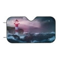 thumbnail image 6 of Lsque lighthouse Waves Torrential Rain Car Windshield Sun Shade | Accordion Folding Style Auto Shade for Car Truck SUV Van | Blocks UV Rays Sun Visor Protector | Medium, 6 of 7