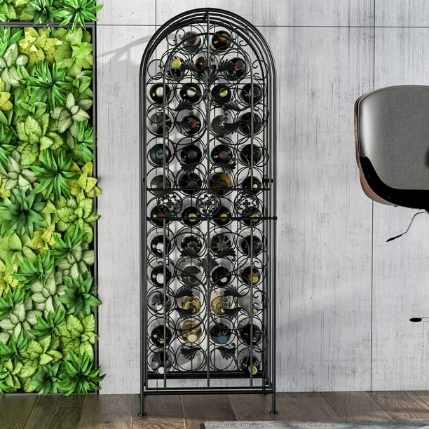45Bottle Modern Wine Organizer Decorative Portable Wrought Iron