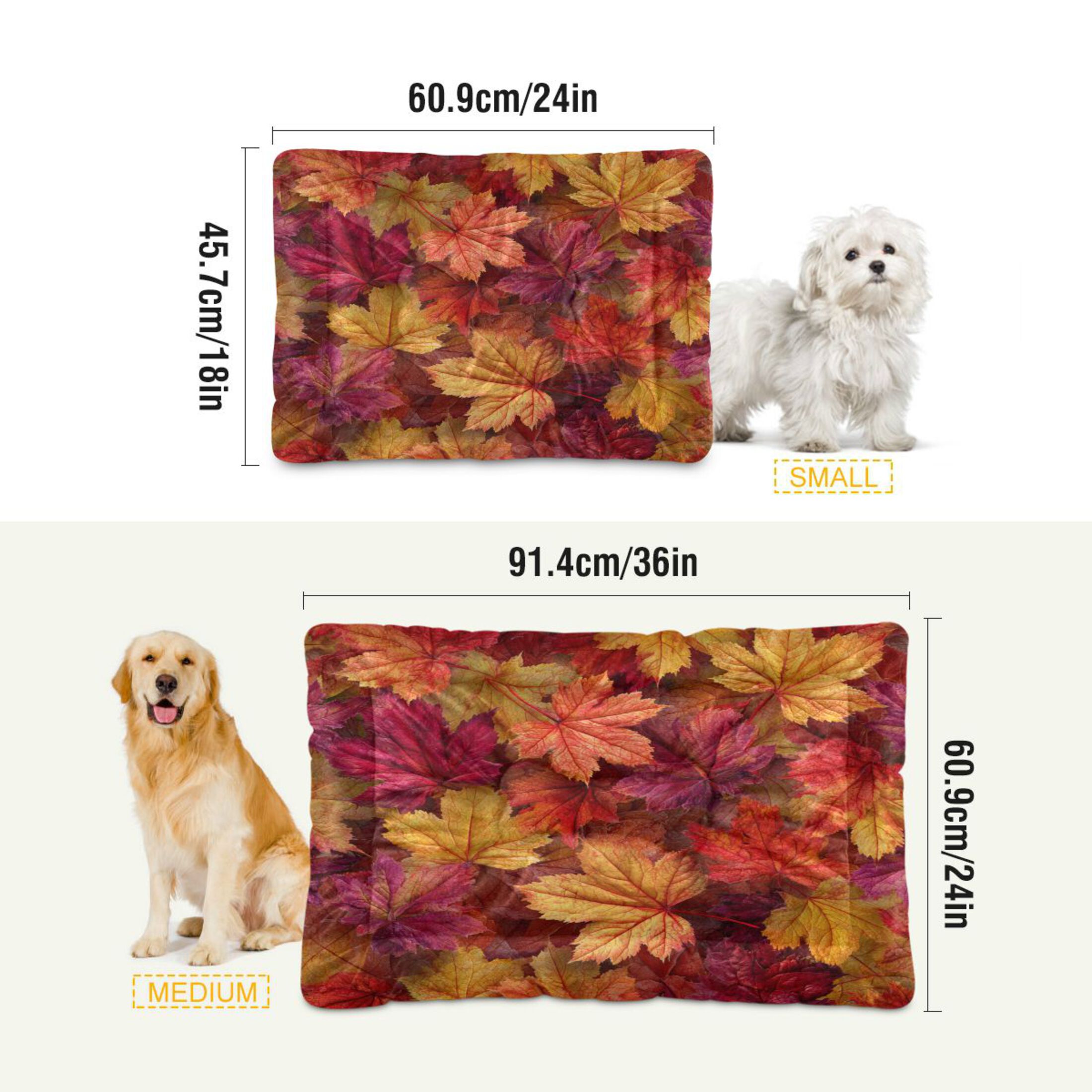 Qxltty Autumn Maple Leaves Ped Pad Wear-resistant and Hard to Bite Through Sleeping Pad for Small Medium Large Dogs Winter Pet Bed 36×24in