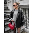 thumbnail image 4 of Womens Textured Faux Leather Jackets Oversized Button Down Clothes Casual Fall Trendy Coat Outerwear Black S, 4 of 8