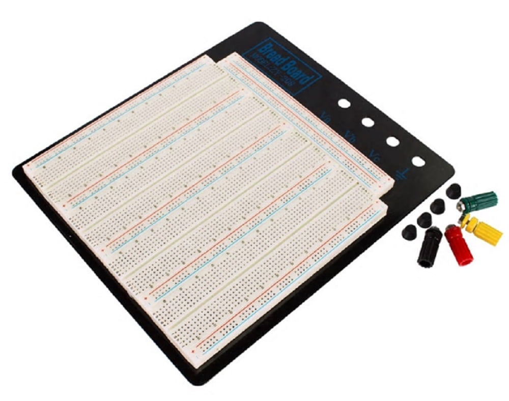 TEKTRUM EXTERNALLY POWERED SOLDERLESS 3220 TIE-POINTS EXPERIMENT PLUG-IN BREADBOARD WITH ALUMINUM BACK PLATE AND JUMPER WIRES FOR PROTO-TYPING CIRCUIT/ARDUINO