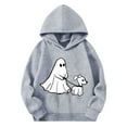 thumbnail image 2 of Bnwani Boys Sweatshirts Long Sleeve Fleece Casual Oversized Cute Solid Pocket Gray Size 13-14 Years, 2 of 6