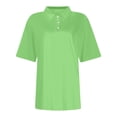 thumbnail image 3 of Polo Shirts for Women Summer Collared Short Sleeve Work Tops Business Casual Dressy Button Down Blouses,2XL, 3 of 4