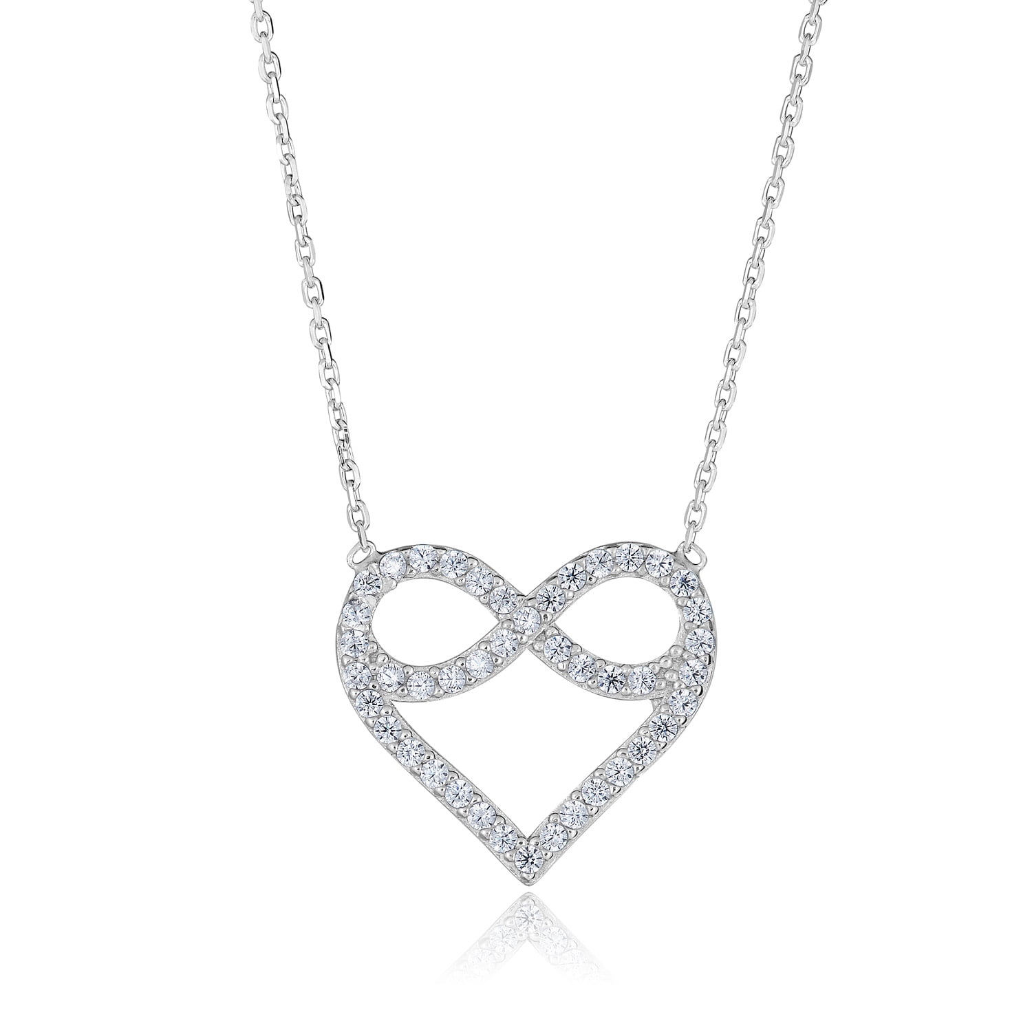 925 Sterling Silver Simulated Diamond CZ Infinity Pendant Necklace with 18 Chain
