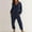 #236-Navy, variant on Womens Fashionable Solid Color Casual Loose Long Sleeve V Neck Jumpsuit With Pockets For Home Lounge Sleep Pajama Wear