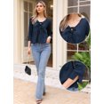 thumbnail image 2 of DARING DIVA Women's Tie Front 3/4 Sleeve Peplum Blouse XS Dark Blue, 2 of 6