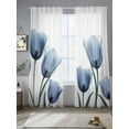 thumbnail image 3 of Blue Tulips Sheer Curtains for Living Room Bedroom, Flowers Minimalist Modern Art Light Filtering Sheer Curtain Rod Pocket Voile Window Treaments Drapes, 52 x 84 Inches, 3 of 9