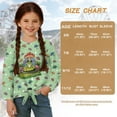 thumbnail image 7 of Xixirimido Frog Mushrooms Green Pattern Girls Casual T-Shirt Crew Neck Tunic Tops Long Sleeve Loose Fit Soft Blouse Tie-hem Tees for Fall Winter, Size 9-10, 7 of 7