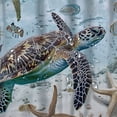 thumbnail image 5 of Orinice  Sea Turtle Shower Curtain Sets with Bathroom Rug U Shape Mat and Toilet Lid Cover Nautical Starfish Coral Beach Coastal Beige Teal Ocean Bathroom Decor Curtains Set with 12 Hooks 60x72, 5 of 7