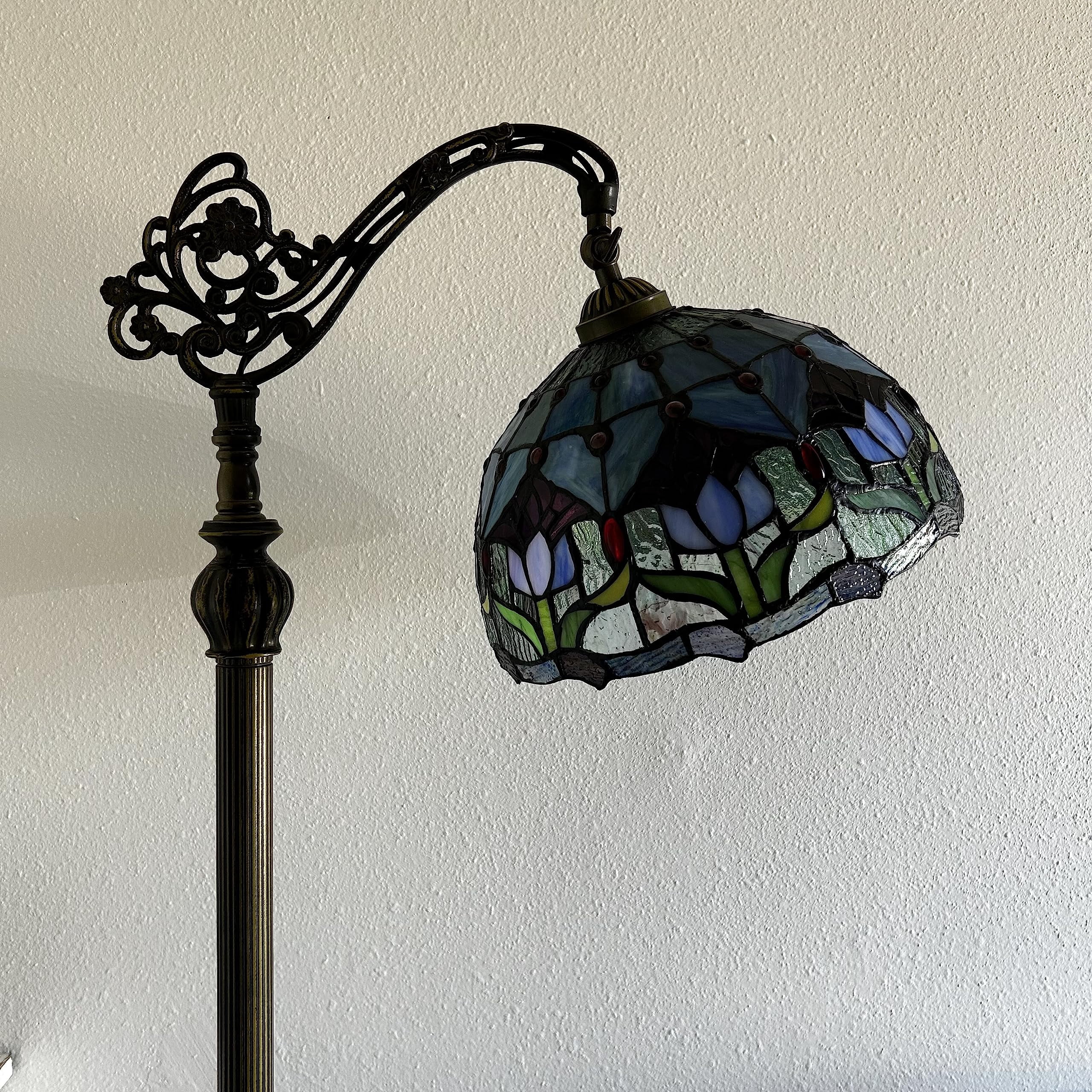Enjoy Décor Lamps 63-Inch 1-Light Tulips Bowl Tiffany Floor Lamp with Stained Glass