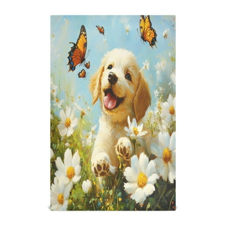 

Kitchen Towel 28x18 Inches x1，Plate Towel Decorative Towel Napkin Tea Towel Tea Towels For Kitchen Dish Cloths & Dish Towels Cute Dog and Butterflies