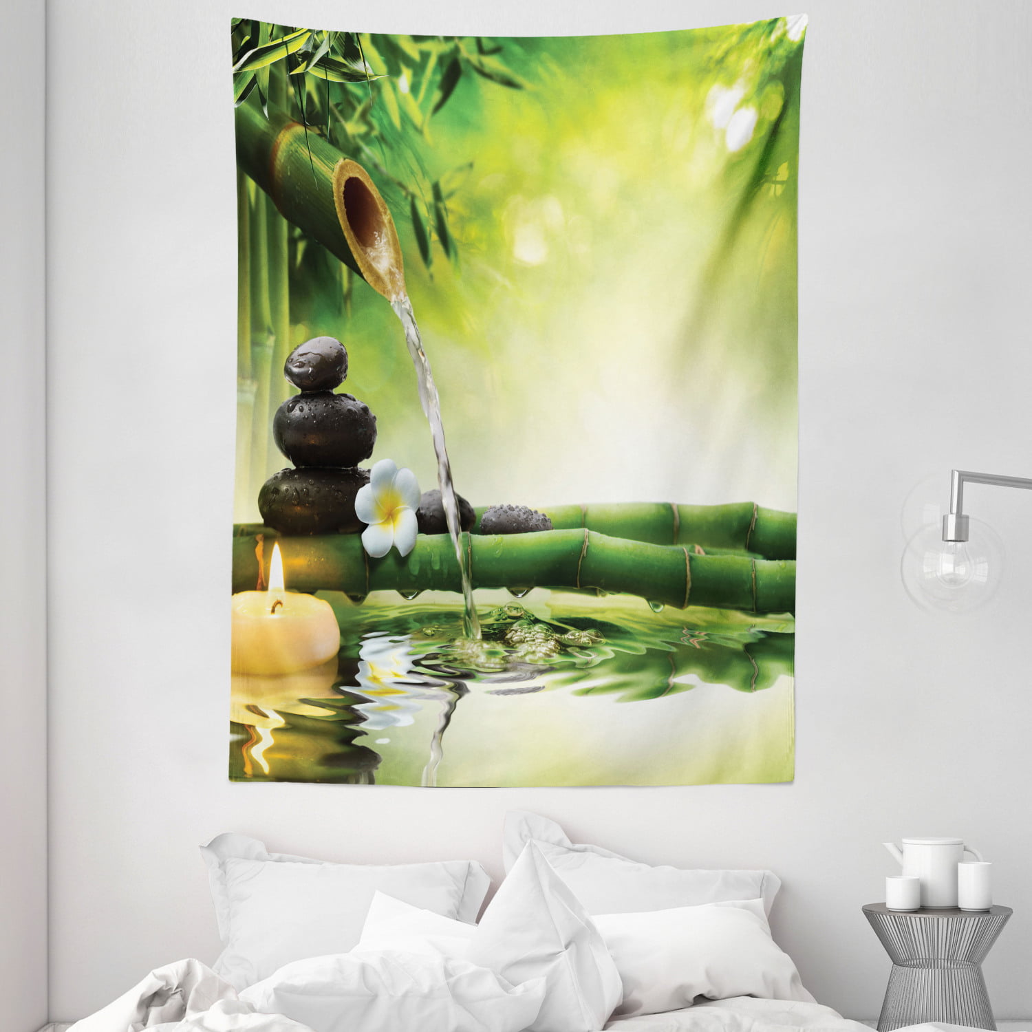 Spa Zen Stone Orchid Bamboo Tapestry Wall Hanging Living Room Bedroom Dorm Decor 