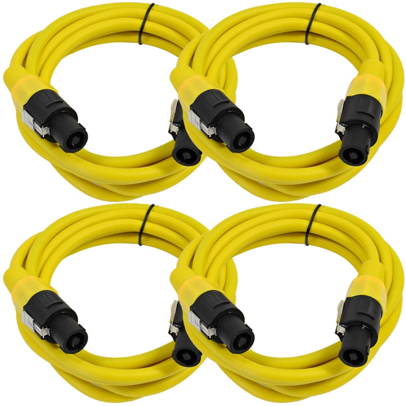 12 Gauge 10 Foot Yellow Speakon to Speakon Professional Speaker Cable 12AWG 2 Conductor Speaker Cable Seismic Audio TW12S10Yellow 