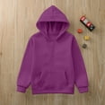 thumbnail image 7 of Zylarhe Boys Girls Sweatshirts Boys Fashion Winter Comfort Hooded Top Long Sleeve Solid Color Sweatshirt Outerwear Garment for Fall Season 5-6 Years Purple, 7 of 7