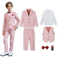 thumbnail image 2 of ZACPNCV Boy's Slim Fit Formal Suits 6 Piece Outfit for Ring Bearers Kids Dress Toddler Boy Tuxedo Homecoming Suits for Boys Pink 9-10 Years, 2 of 9