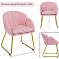 thumbnail image 2 of LILEYI Modern PU Leather Armchair, Flower Shaped Makeup Chair Vanity Chair with Golden Metal Legs for Living Room/Makeup Room/Bedroom/Home Office/Kitchen, Simple Pink, 2 of 10