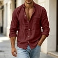 thumbnail image 5 of ZUBKTE Mens Button Down Shirt Casual Long Sleeve Shirts | Spread Collar, Hippie Beach Tops, Solid Color, Summer Beach Wedding, Shirts for Men, 5 of 9