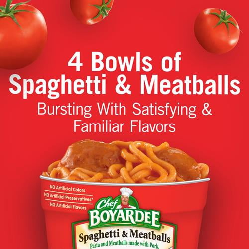 Chef Boyardee Spaghetti & Meatballs, Microwave Meal, 7.5 Oz. 4-Count - Pack of 2