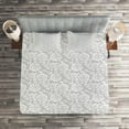 thumbnail image 2 of Ambesonne Grey Quilted Coverlet 3 Pcs, Vintage Flowers, Queen Size, Pale Green, 2 of 2