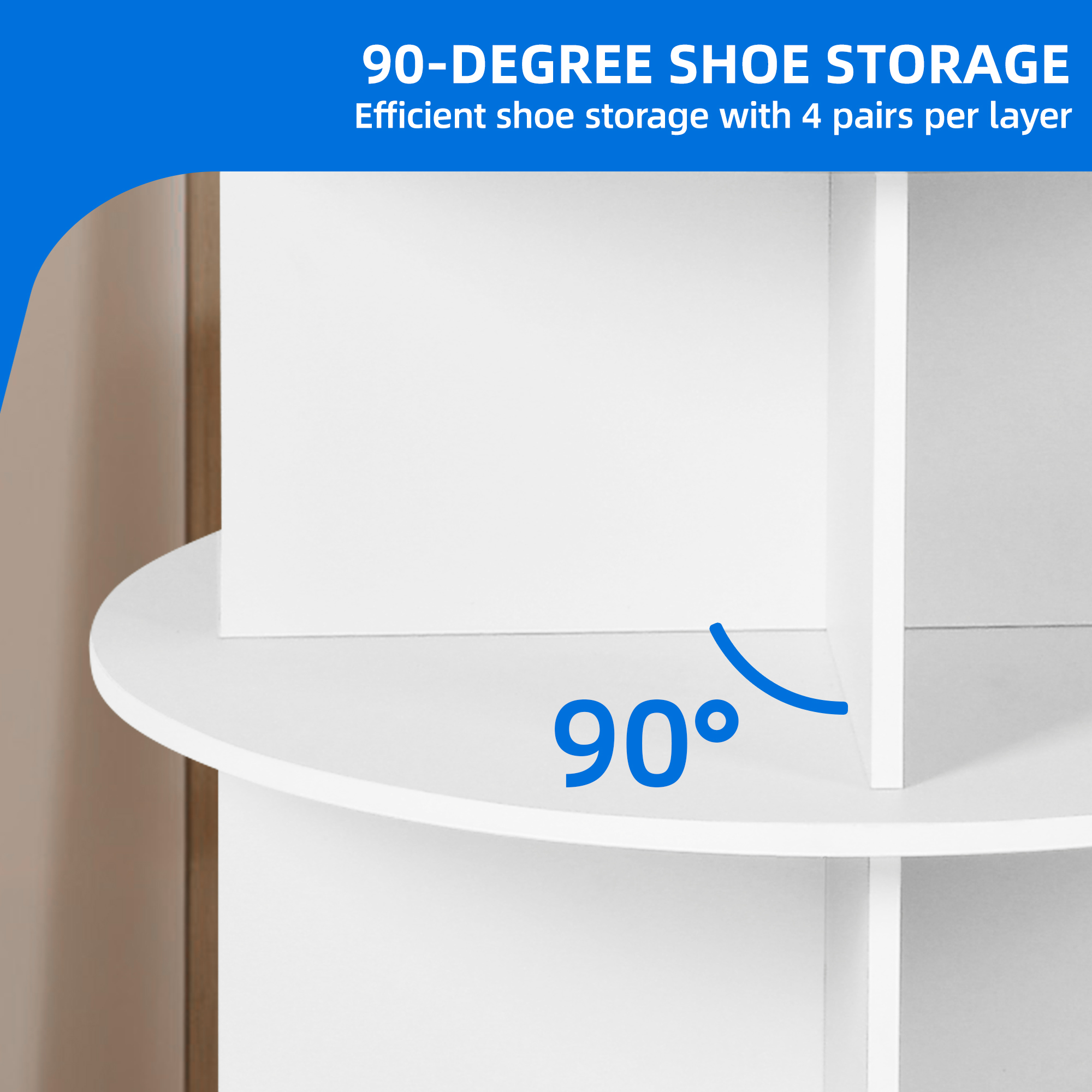 Uforic 6 Tier Rotating Shoe Rack Tower, 360° Spinning Shoe Display Lazy Susan,Vertical Rotate Shoes Closet Organization, White
