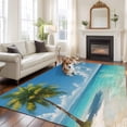 thumbnail image 2 of 5'x7' Area Rugs for Living Room Bedroom, Palm Trees Washable Rug Carpet Runner Indoor Outdoor, Summer Beach Coastal Nautical Sea Ocean Non Slip Floor Mats Area Rug for Kitchen, Nursery, 2 of 8