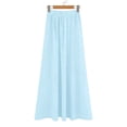 thumbnail image 4 of Arlun Casual Long Pleated Skirt for Women Elegant Eyelet Solid Color Flowy Summer Maxi Skirts Elastic High Waist Simple Stylish Beach Vacation Skirt Comfort for Everyday Wear Light Blue XXL, 4 of 6