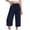Navy, variant on ATOYSOY Womens Smocked Waist Culottes Elastic High Waist Cropped Wide Leg Pants Casual Summer Capris For Beach And Vacation