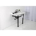thumbnail image 2 of Kingston Brass LMS36MOQ0 Viceroy 36" Carrara Marble Console Sink with Stainless Steel Legs (8-Inch, 3-Hole), Carrara Marble White/Matte Black, 2 of 6