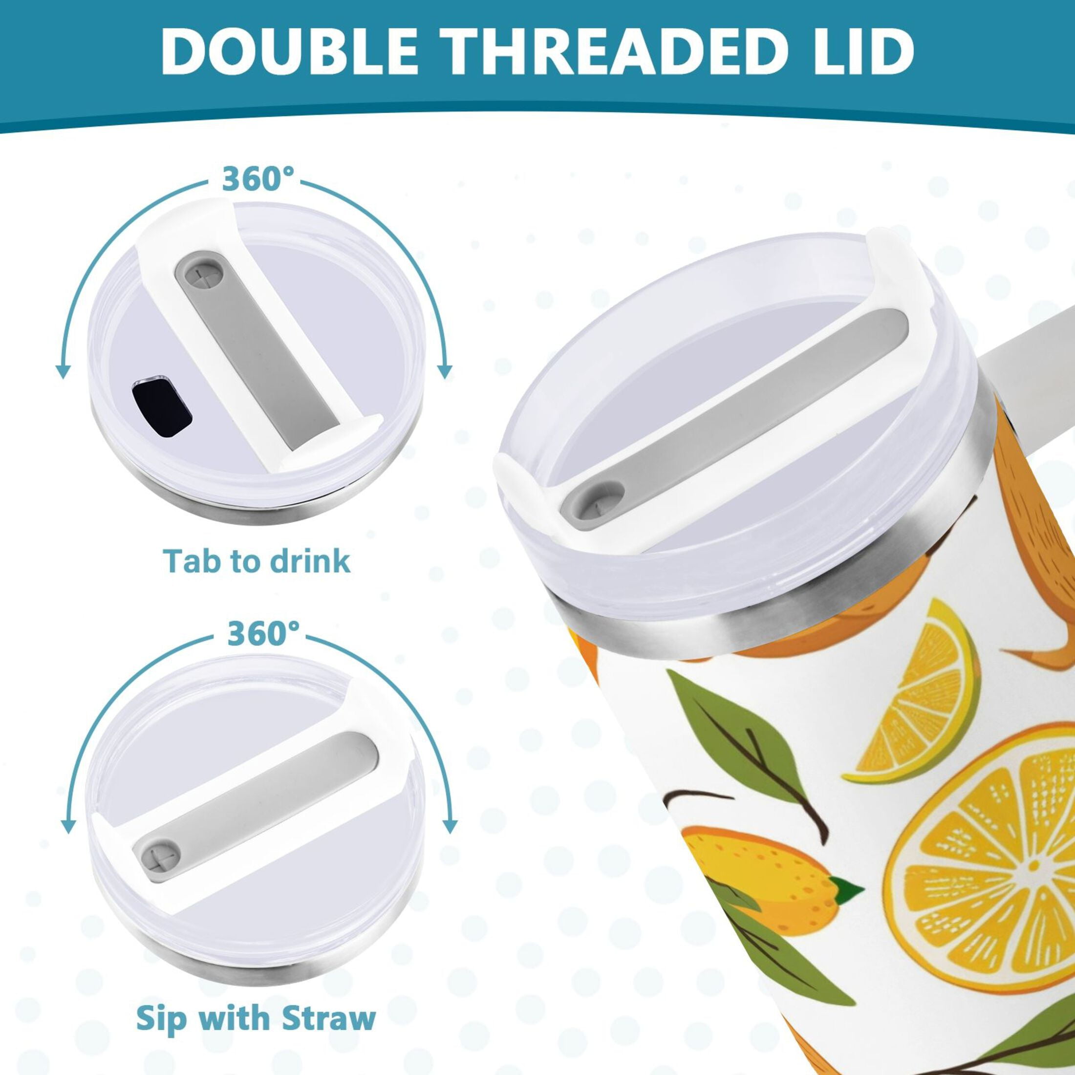 Funny Baby Capybaras and Orange Tumbler with Handle and Straw Lid 30 oz Insulated Vacuum Water Bottle Stainless Steel Travel Cup