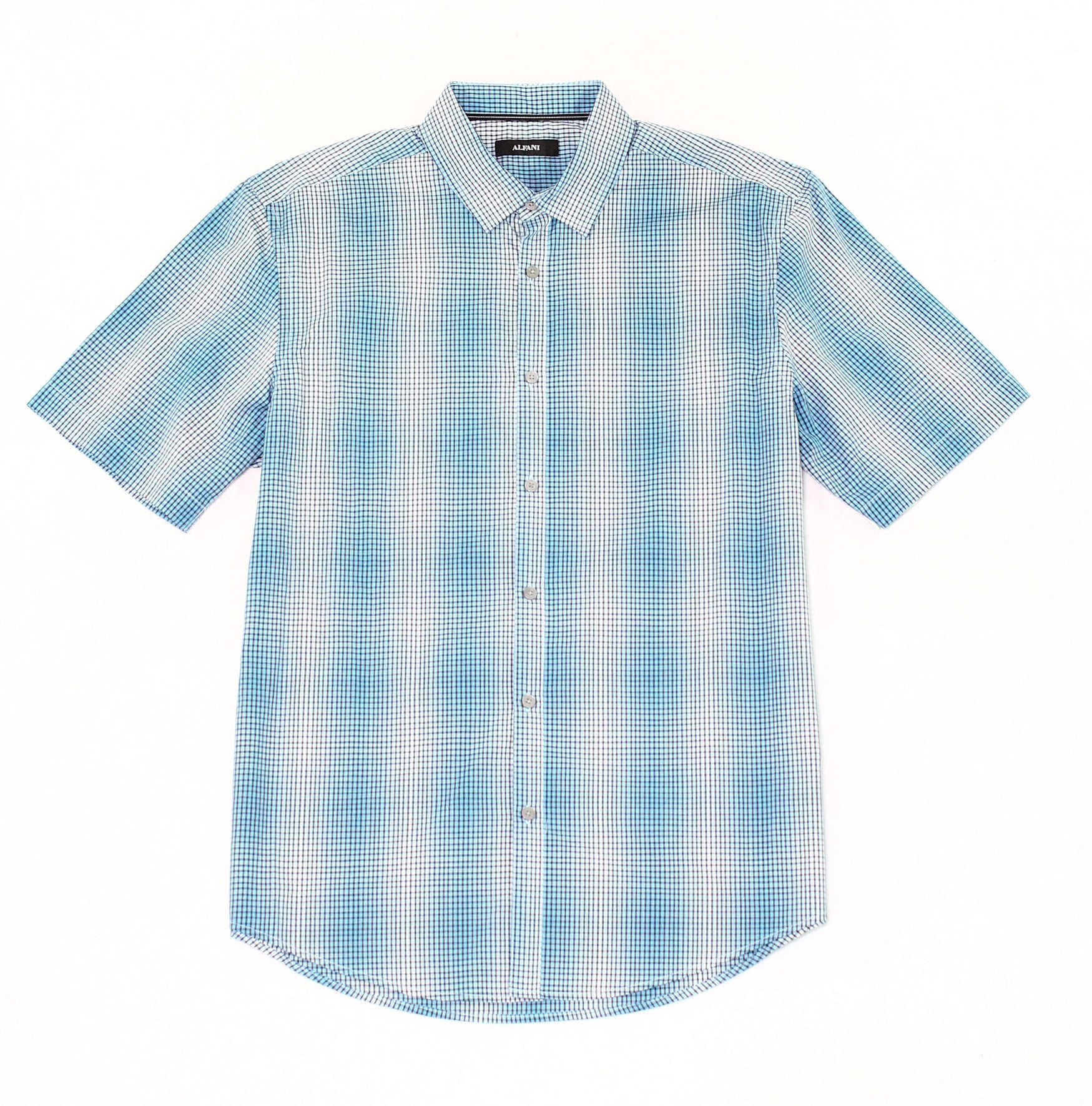 YUNY Men Formal Classic Fit Hollow Out Solid Color Casual Shirts Light Blue XL