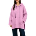 thumbnail image 2 of Fashion Hoodies for Women Plus Size Long Hooded Sweatshirt With Drawstring Side Placket Large Pocket Loose Long Sleeved Casual, 2 of 8
