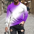 thumbnail image 2 of BLVB Long Sleeve Shirts for Men Trendy Gradient Crew Neck Pullover Tops Casual Plus Size Workout Blouse Tee Purple, 2 of 5