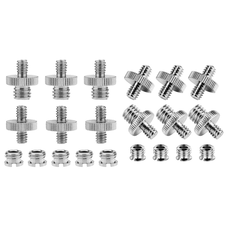 2 Set 21 Pcs 1/4 Inch and 3/8 Inch Camera Screw Adapter Converter Threaded Mount Set for Tripod