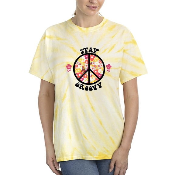 Stay Groovy Quote Tie Dye Cyclone Women -Image by Shutterstock, Female Large