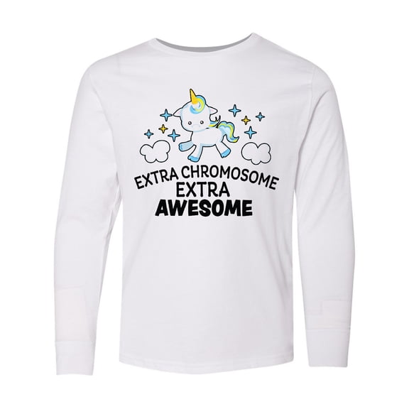 Inktastic Extra Chromosome Extra Awesome with Unicorn Long Sleeve Youth T-Shirt