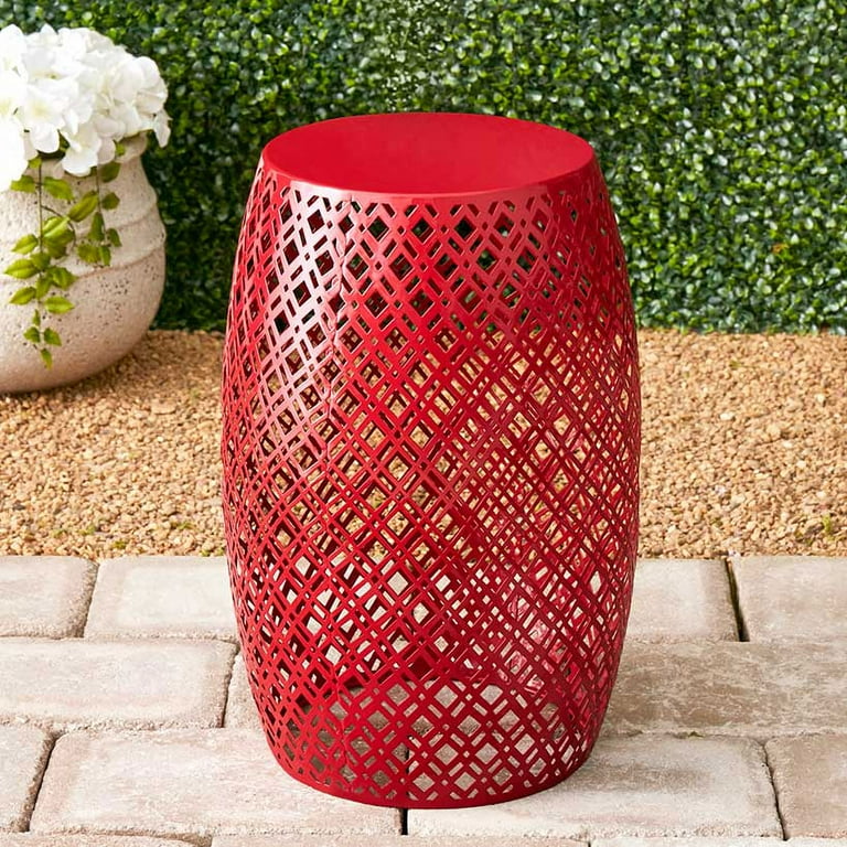 Small Round Fun Metal Barrel Stool Red Multifunctional Indoor Outdoor Use Walmart