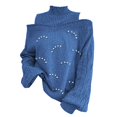 thumbnail image 4 of MESSUEN Off the Shoulder Sweater Turtleneck Sweater Women Fall Sweaters for Women’s Tops Women's Sweater Womens Fall Tops Cute Sweaters for Women Blue 2XL, 4 of 4