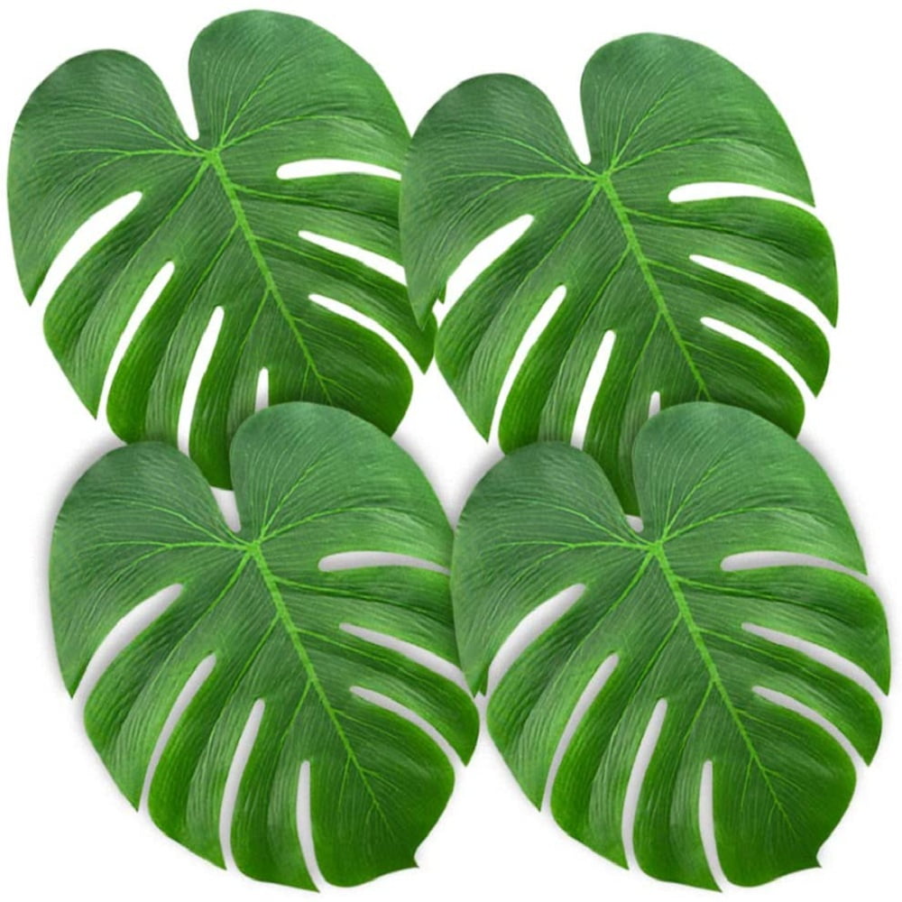6/12Pcs Tropical Hawaiian Big Green Polyester Leaves Luau Beach Home Table Decor 6/12Pcs Tropical Hawaiian Big Green Polyester Leaves Luau Beach Home Table Decor