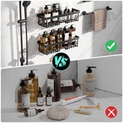 Veken Rustproof Shower Caddy 6-Pack, Heavy-Duty Wall Shelves Users Recommend for Bottles, Soap and Large-Capacity Bathroom Organization, Black
