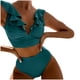thumbnail image 1 of MKLEKYY Trajes De Baño Hombre Natacion New Multicolor Ruffled V Neck Split Swimsuit High Waist Split Bikini Women'S, 1 of 4