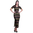 thumbnail image 1 of Moomaya Long Bodycon Maxi Dress For Womens Short&nbsp;Sleeve V neck Printed Jersey T-shirt Dress, 1 of 6