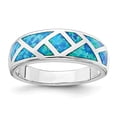 thumbnail image 3 of Sterling Silver Rhodium-plated Geometric Created Blue Opal Ring Size 7, 3 of 6