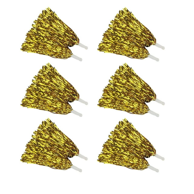 pitrice 6Pcs Cheerleading Cheer Pom Poms With Plastic Handle Dance Hand Flower Ball Kids Kindergarten Game Football Club