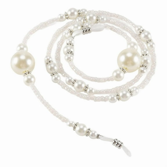 1x White Pearl Beaded Sunglass Eyeglasses Reading Glasses Chain Cord Holder